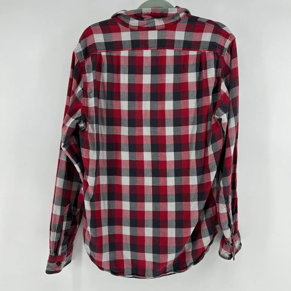 Vintage J.Crew Plaid Workshirt Men’s M 100% Cotton Red Black Button Up Top